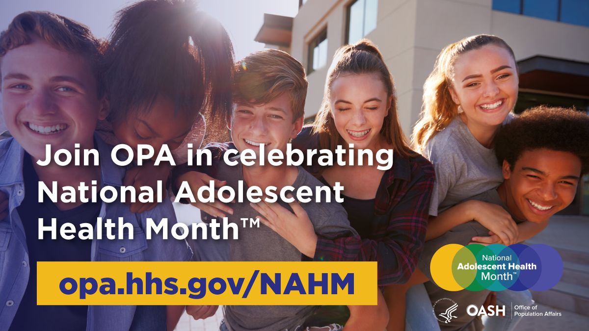 Image of teens smiling for national health month
