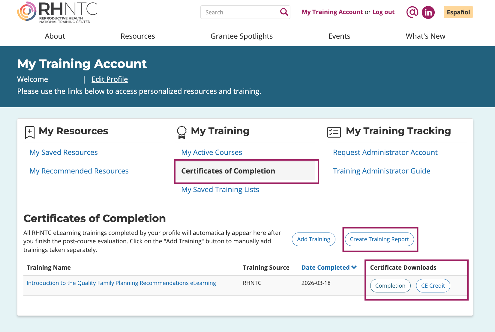Screenshot for certificate