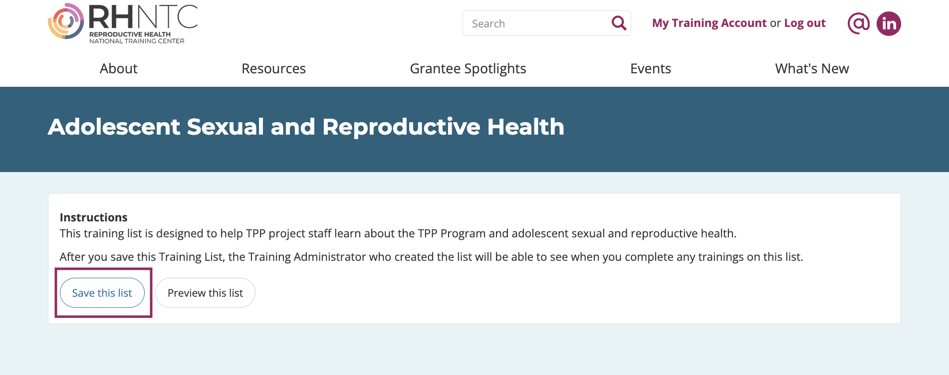 Screenshot for save this list