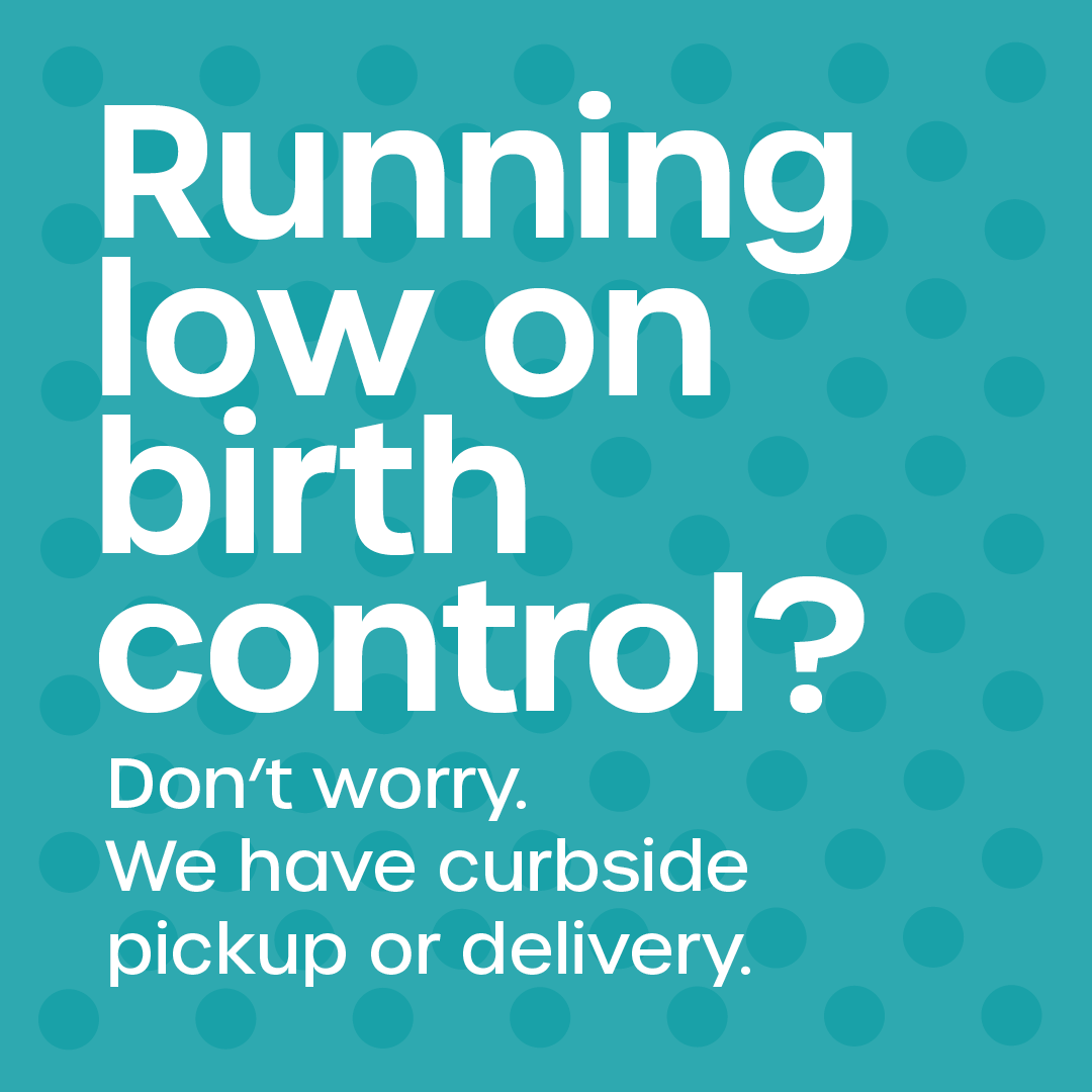 Graphic with title text: Running low on birth control?