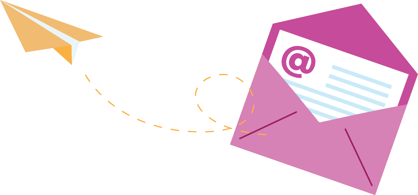 Illustration of a paper plane and letter
